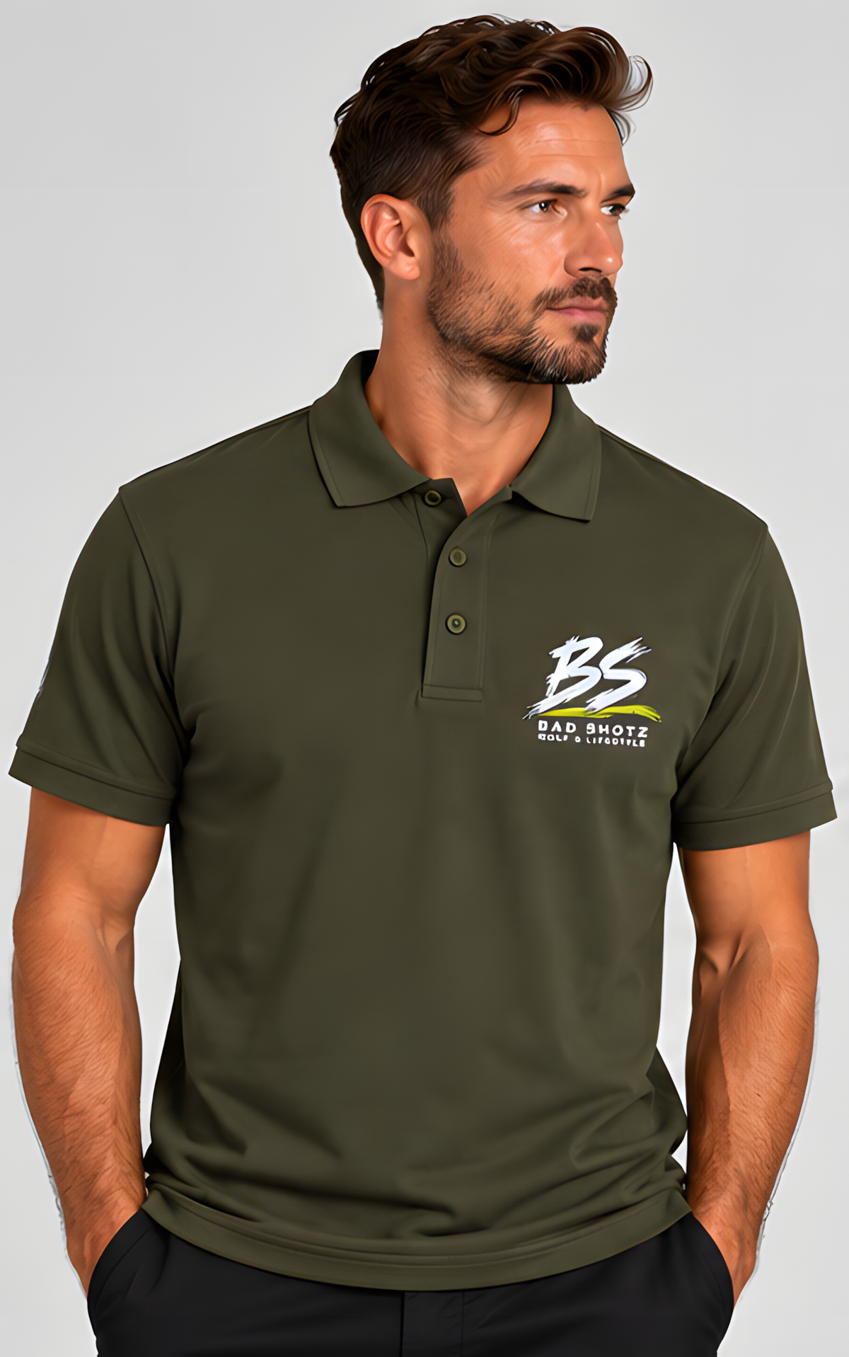 Bad Shotz Olive Golf Polo